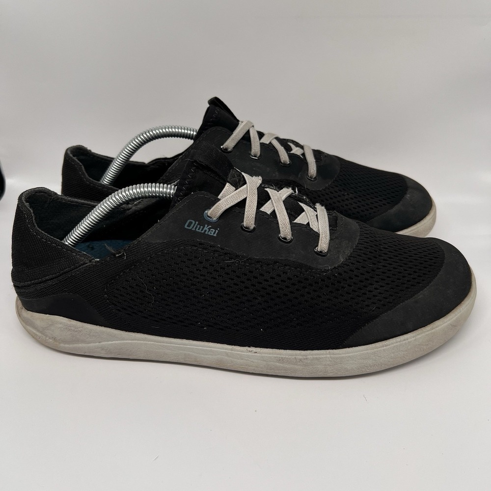 Olukai Moku Pae Boat Shoe Men's Sz 11 Black Slip On Casual Sneaker Comfort Beach